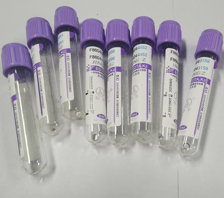 Glass PET K2 Edta Vacuum Tubes 2ml 3ml 4ml Purple Cap Blood Tube