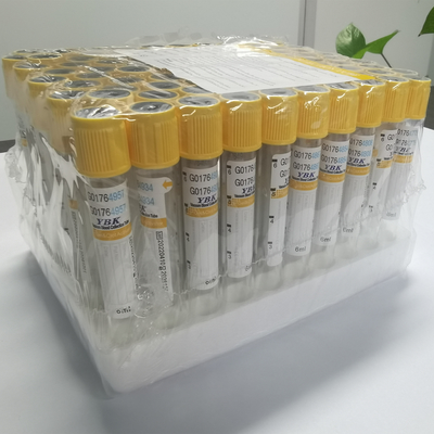 Yellow Cap Vacuum 6ml Gel Clot Activator Tube 13*100mm Single Use