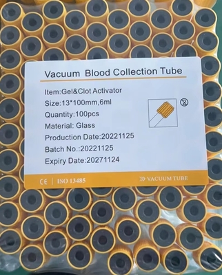 13x100mm Gel Clot Activator Tube 6ml For Medical Blood Testing
