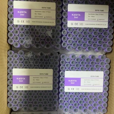 Radiation Sterilized Vacuum EDTA Blood Collection Tube 3ml 13*75mm Glass Test Tube