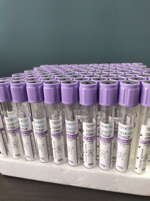Plastic And Glass 13*100mm Purple Cap Blood Test Tube With Press Cap Closure