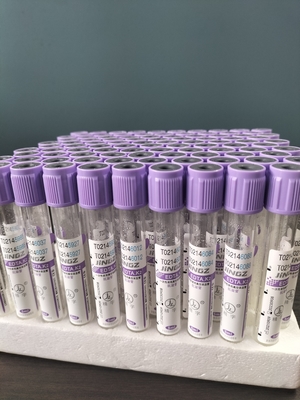 Plastic And Glass 13*100mm Purple Cap Blood Test Tube With Press Cap Closure