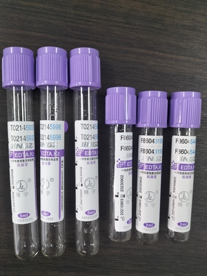 Plastic And Glass 13*100mm Purple Cap Blood Test Tube With Press Cap Closure