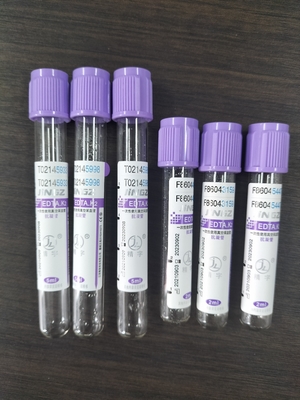 Glass K2 EDTA Tube for 1ml-10ml Capacity with Purple Tube Label Color in Glass Material