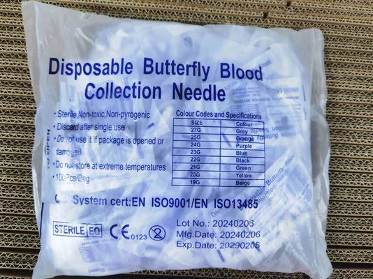 Single Winged  Butterfly Needle Blood Collection Needle 21G 22G 23G 24G 25G With Ce Mark