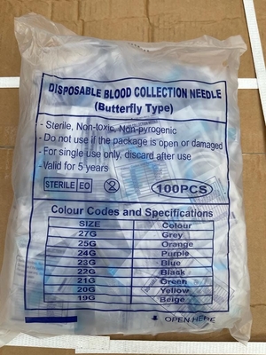 Disposable Winged Infusion Set For Blood Collection 18-27 Gauge