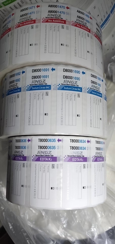 Packaging In Rolls Medical Label According To Tube Color For Simplified Identification