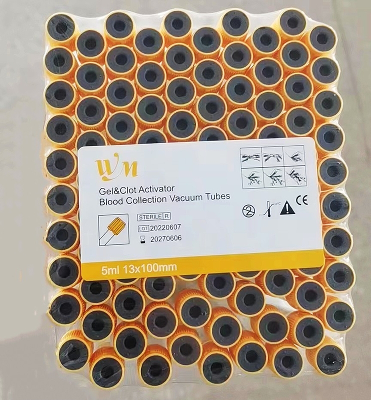 6ml Yellow Gel Separation Gel And Clot Activator Blood Test Tube 13*100mm