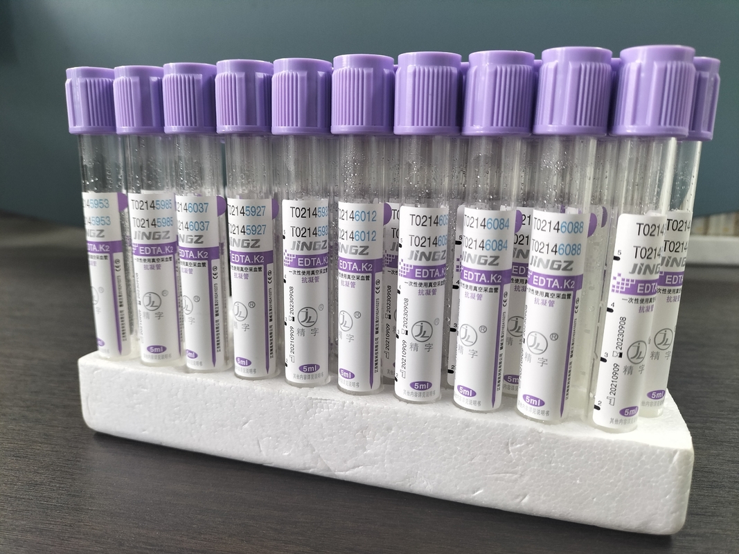 Plastic And Glass 13*100mm Purple Cap Blood Test Tube With Press Cap Closure